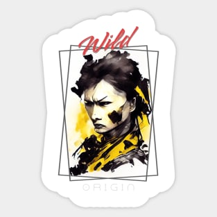 Warrior Woman Wild Nature Free Spirit Brush Painting Sticker